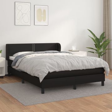 vidaXL Boxspring met matras kunstleer zwart 140x190 cm