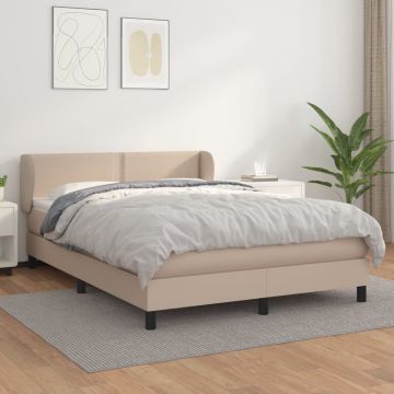 vidaXL Boxspring met matras kunstleer cappuccinokleurig 140x190 cm