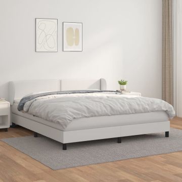 vidaXL Boxspring met matras kunstleer wit 160x200 cm