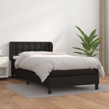 vidaXL Boxspring met matras kunstleer zwart 90x190 cm