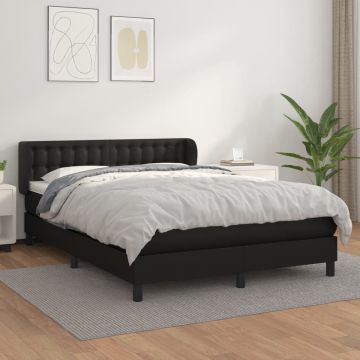 vidaXL Boxspring met matras kunstleer zwart 140x200 cm