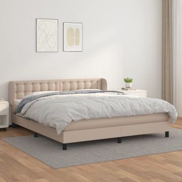 vidaXL Boxspring met matras kunstleer cappuccinokleurig 160x200 cm