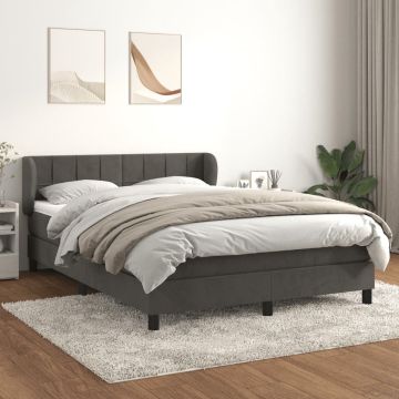 vidaXL Boxspring met matras fluweel donkergrijs 140x190 cm