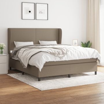 vidaXL Boxspring met matras stof taupe 180x200 cm