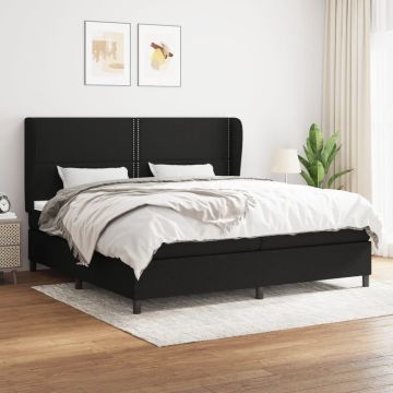 vidaXL Boxspring met matras stof zwart 200x200 cm