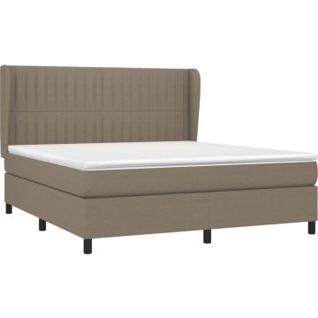 vidaXL Boxspring met matras stof taupe 160x200 cm