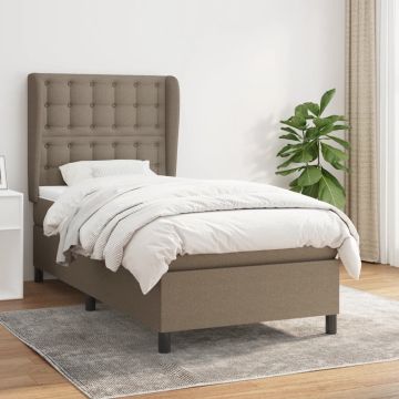 vidaXL Boxspring met matras stof taupe 90x190 cm