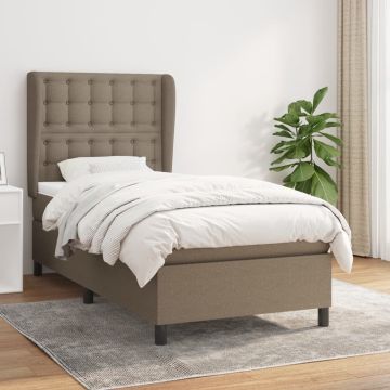 vidaXL Boxspring met matras stof taupe 100x200 cm