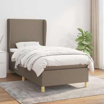 vidaXL Boxspring met matras stof taupe 80x200 cm