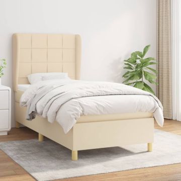 vidaXL Boxspring met matras stof crèmekleurig 90x190 cm