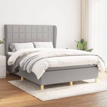 vidaXL Boxspring met matras stof lichtgrijs 140x190 cm