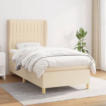 vidaXL Boxspring met matras stof crèmekleurig 80x200 cm