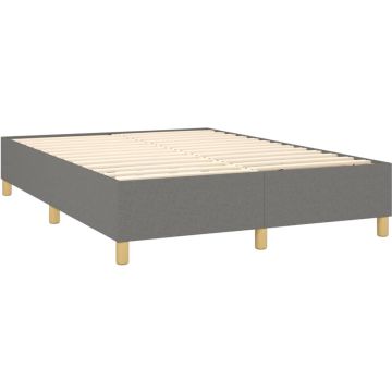 vidaXL Boxspring met matras stof donkergrijs 140x200 cm