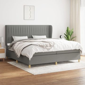 vidaXL Boxspring met matras stof donkergrijs 200x200 cm