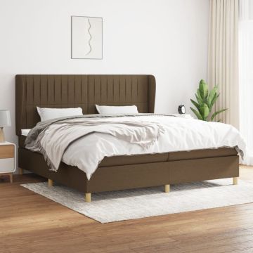 vidaXL Boxspring met matras stof donkerbruin 200x200 cm