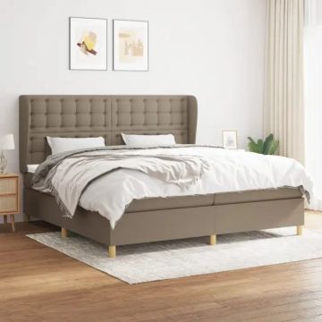 vidaXL Boxspring met matras stof taupe 200x200 cm