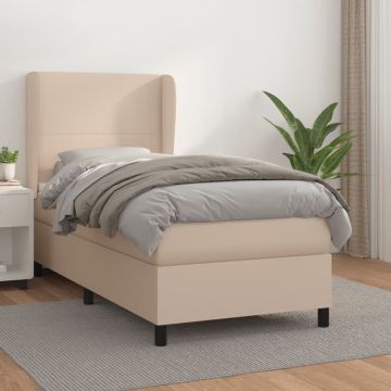 vidaXL Boxspring met matras kunstleer cappuccinokleurig 80x200 cm