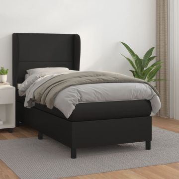 vidaXL Boxspring met matras kunstleer zwart 90x190 cm