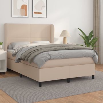 vidaXL Boxspring met matras kunstleer cappuccinokleurig 140x190 cm