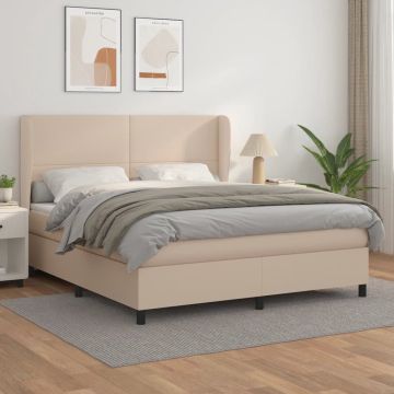 vidaXL Boxspring met matras kunstleer cappuccinokleurig 160x200 cm