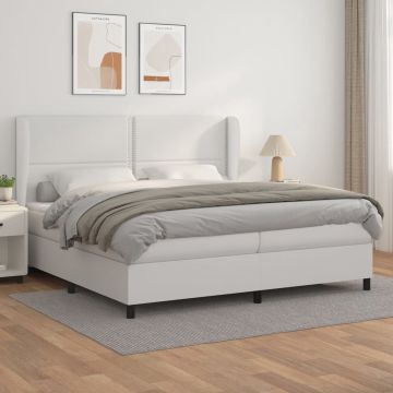 vidaXL Boxspring met matras kunstleer wit 200x200 cm