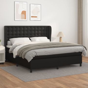 vidaXL Boxspring met matras kunstleer zwart 180x200 cm