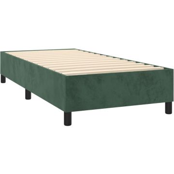 vidaXL Boxspring met matras fluweel donkergroen 90x190 cm