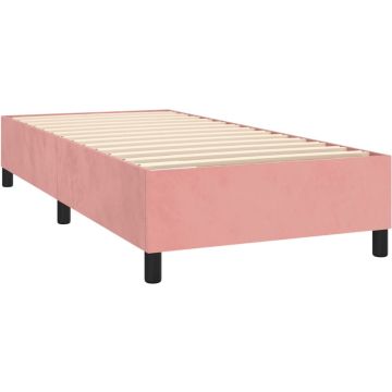 vidaXL Boxspring met matras fluweel roze 80x200 cm