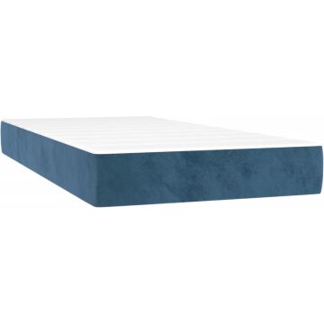 vidaXL Boxspring met matras fluweel donkerblauw 90x200 cm