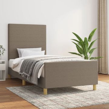 vidaXL Bedframe met hoofdeinde stof taupe 100x200 cm