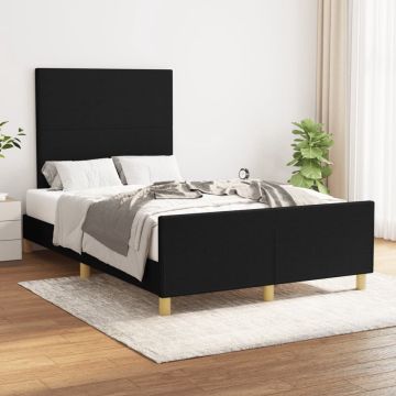 vidaXL Bedframe met hoofdeinde stof zwart 120x200 cm