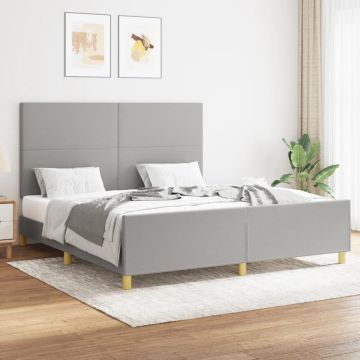 vidaXL Bedframe met hoofdeinde stof lichtgrijs 160x200 cm