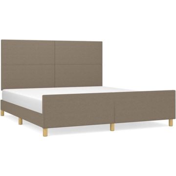 vidaXL Bedframe met hoofdeinde stof taupe 180x200 cm