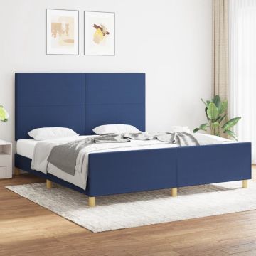 vidaXL Bedframe met hoofdeinde stof blauw 180x200 cm