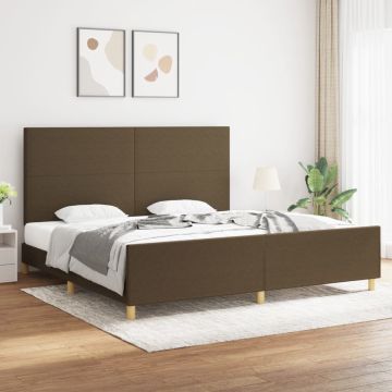 vidaXL Bedframe met hoofdeinde stof donkerbruin 200x200 cm