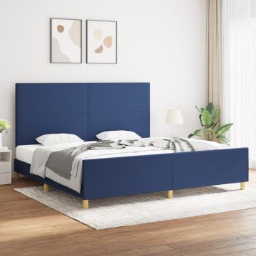 vidaXL Bedframe met hoofdeinde stof blauw 200x200 cm