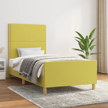 vidaXL Bedframe met hoofdbord stof groen 80x200 cm