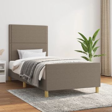 vidaXL Bedframe met hoofdeinde stof taupe 100x200 cm