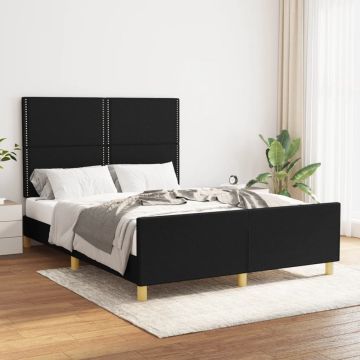 vidaXL Bedframe met hoofdeinde stof zwart 140x190 cm