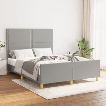 vidaXL Bedframe met hoofdeinde stof lichtgrijs 140x200 cm