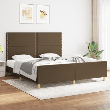 vidaXL Bedframe met hoofdeinde stof donkerbruin 180x200 cm