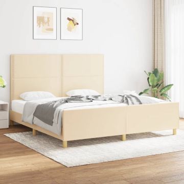 vidaXL-Bedframe-met-hoofdeinde-stof-crèmekleurig-180x200-cm