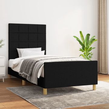 vidaXL Bedframe met hoofdbord stof zwart 80x200 cm