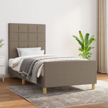 vidaXL Bedframe met hoofdeinde stof taupe 100x200 cm