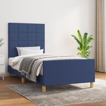 vidaXL Bedframe met hoofdeinde stof blauw 100x200 cm