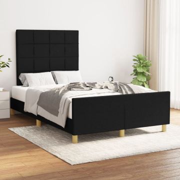 vidaXL Bedframe met hoofdeinde stof zwart 120x200 cm