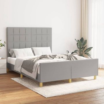 vidaXL Bedframe met hoofdeinde stof lichtgrijs 140x200 cm