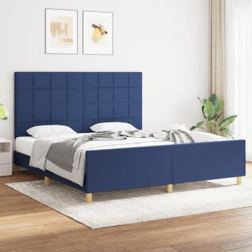 vidaXL Bedframe met hoofdeinde stof blauw 180x200 cm