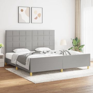 vidaXL Bedframe met hoofdeinde stof lichtgrijs 200x200 cm