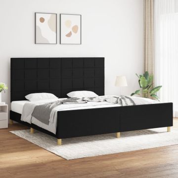 vidaXL Bedframe met hoofdeinde stof zwart 200x200 cm